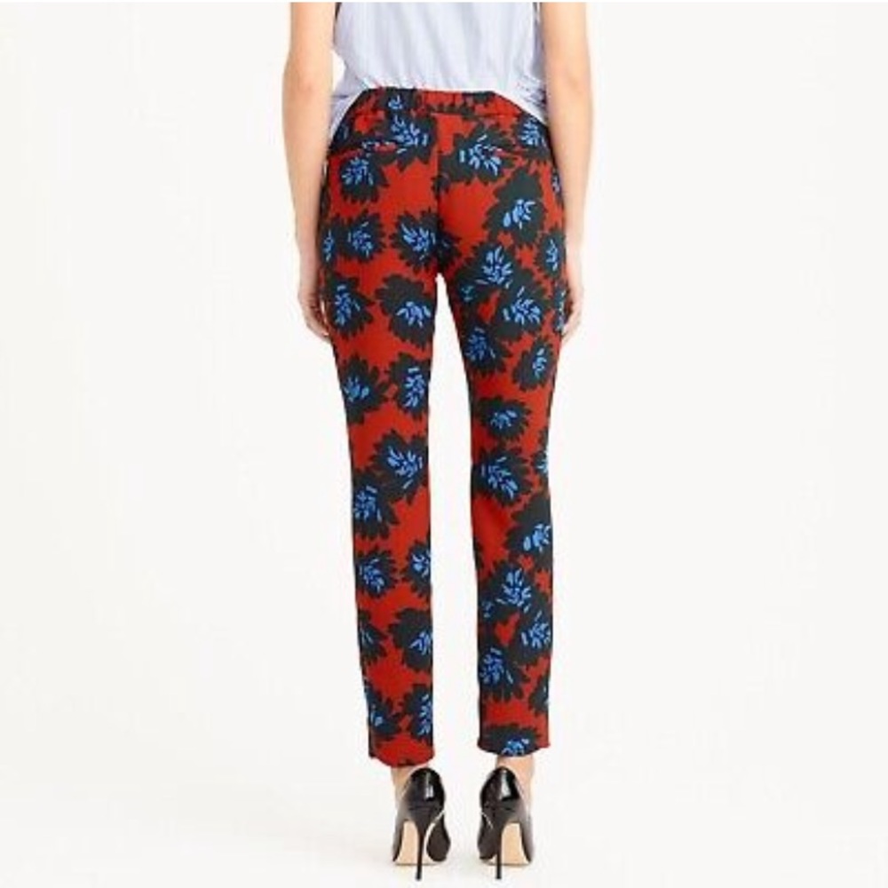 J. Crew Firework Floral Print Red Blue & Black Dress Pants View 3